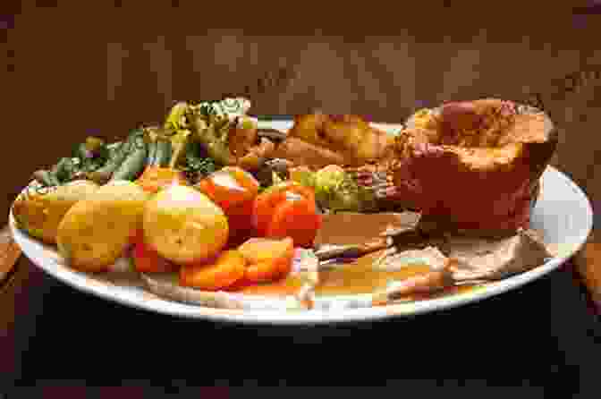 A Mouthwatering Image Of A Traditional British Sunday Roast, Featuring Succulent Roast Beef, Golden Yorkshire Puddings, A Generous Helping Of Gravy, And A Variety Of Tempting Vegetables. The Famous British Sunday Roast Vol 2: Lamb Mint Sauce