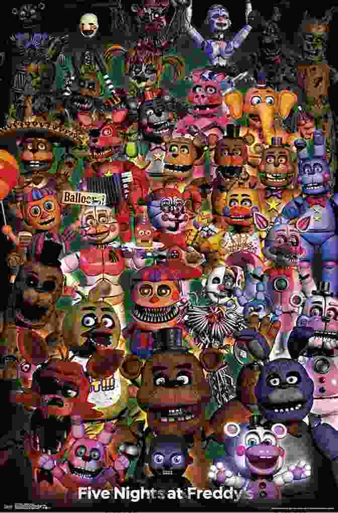 A Vibrant Collage Showcasing The Diverse Cast Of Animatronics From Five Nights At Freddy's, Each With Their Own Unique Charm And Haunting Allure. Five Nights At Freddy S Character Encyclopedia (An AFK Book) (Media Tie In) (Fiercely And Friends)