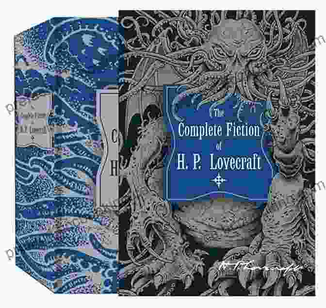 Lovecraft: The Complete Fiction, A Book Cover Featuring The Silhouette Of H.P. Lovecraft Against A Cosmic Backdrop With The Tentacles Of Cthulhu Reaching Out From The Depths H P Lovecraft: The Complete Fiction