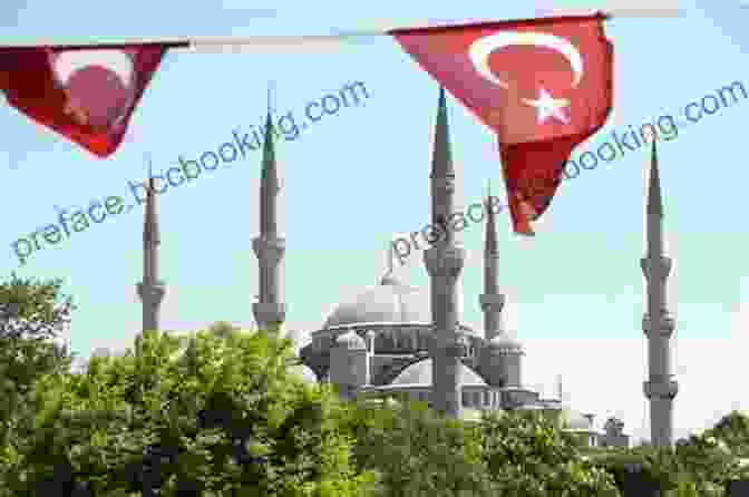 Waving Turkish Flag Against The Backdrop Of A Historic Mosque, Symbolizing The Nation's Complex Interplay Of Religion And Secularism Erdogan Rising: The Battle For The Soul Of Turkey
